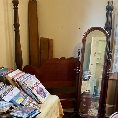 Mirror, victrola records, compact disk