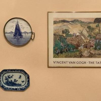 Platter, serving tray, framed art