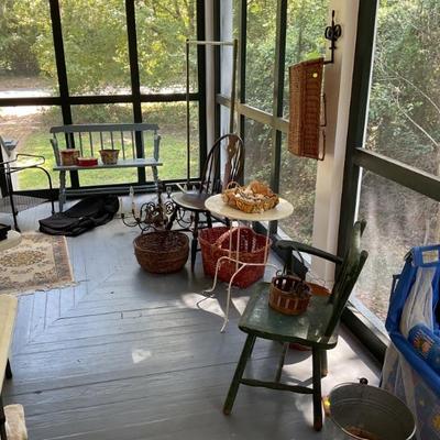 Furniture on porch, what nots