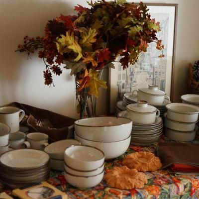 Dansk Demark pattern stoneware service for six complete plus extra serving pieces and other. 