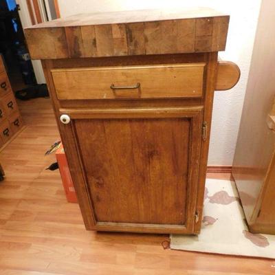 rolling butcher block table