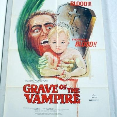 1045	VINTAGE MOVIE POSTER *GRAVE OF THE VAMPIRE* 1972, FATHER & SON RELATED BY BLOOD, WILLIAM SMITH, MILLENIUM PRODUCTIONS,...