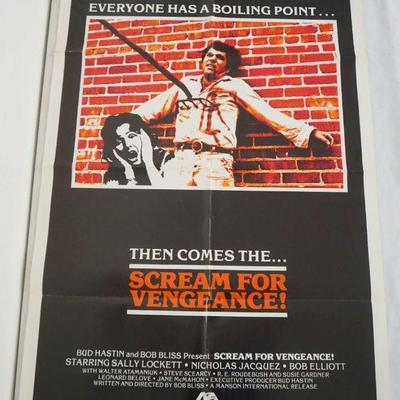 1098	VINTAGE MOVIE POSTER *SCREAM FOR VENGEANCE*, 1980, APPROXIMATELY 27 IN X 41 IN
