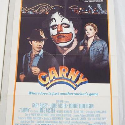 1103	VINTAGE MOVIE POSTER *CARNY* 1980, GARY BUSEY, JODIE FOSTER, UNITED ARTISTS, APPROXIMATELY 27 IN X 41 IN
