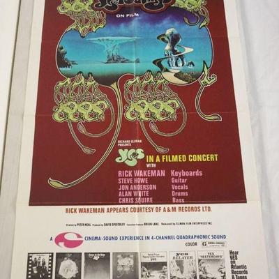 1146	VINTAGE MOVIE POSTER *YES SONGS* YES FILMED CONCERT, NICK WAKEMAN, 1975, APPROXIMATELY 27 IN X 41 IN
