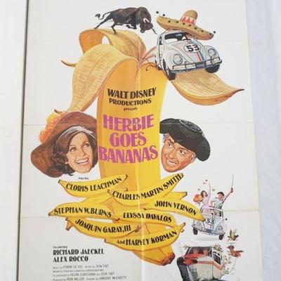 1130	VINTAGE MOVIE POSTER *HERBIE GOES BANANAS* WALT DISNEY, 1980, APPROXIMATELY 27 IN X 41 IN

