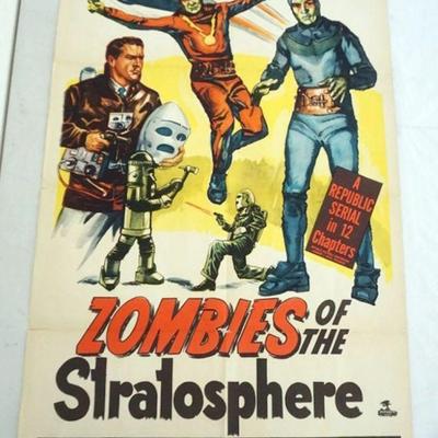 1009	VINTAGE MOVIE POSTER *ZOMBIES OF THE STRATOSPHERE* REPLUBIC PICTURES, APPROXIMATELY 27 IN X 42 IN
