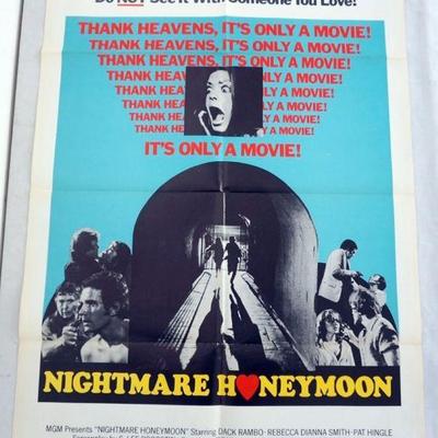1066	VINTAGE MOVIE POSTER *NIGHTMARE HONEYMOON* DACK RAMBO, 1973 MGM, APPROXIMATELY 27 IN X 41 IN
