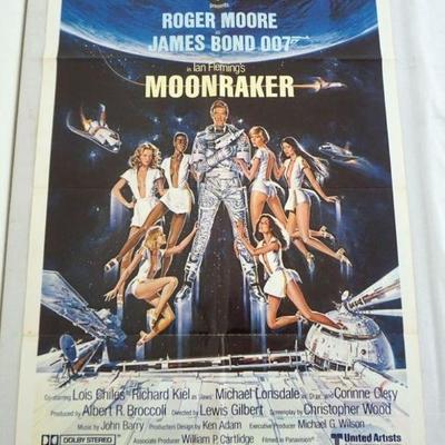 1020	VINTAGE MOVIE POSTER *MOONRAKER* JAMES BOND, 1979, ROBERT MOORE, UNITED ARTISTS, APPROXIMATELY 27 IN X 41 IN
