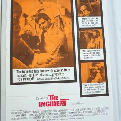 1030	VINTAGE MOVIE POSTER *THE INCIDENT* 1967, 20TH CENTURY FOX, BEAU BRIDGES, RUBY DEE, APPROXIMATELY 27 IN X 41 IN
