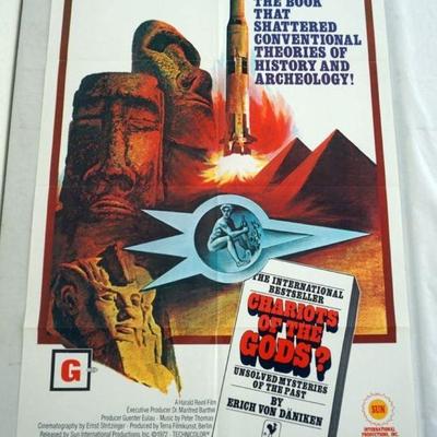1026	VINTAGE MOVIE POSTER *CHARIOTS OF THE GODS* 1972, SUN INTERNATIONAL, APPROXIMATELY 27 IN X 41
