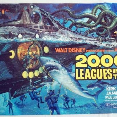 1010	VINTAGE MOVIE POSTER *20,000 LEAGUES UNDER THE SEA* 1976, WALT DISNEY, APPROXIMATELY 26 1/2 IN X 39 IN
