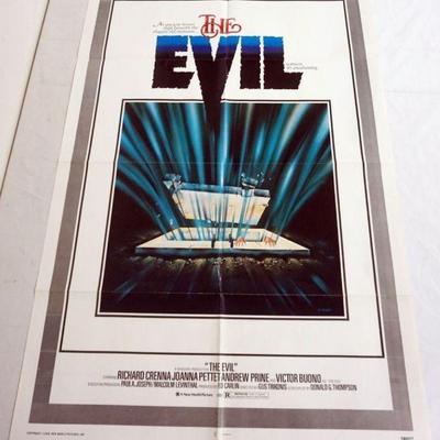 1002	VINTAGE MOVIE POSTER *THE EVIL* 1978 NEW WORLD PICTURES, RICHARD CRENNA, ANDREW PRINE, APPROXIMATELY 27 IN X 41 IN
