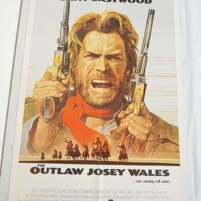1142	VINTAGE MOVIE POSTER *OUTLAW JOSEY WHALES* WARNER BROS, CLINT EASTWOOD, APPROXIMATELY 27 IN X 41 IN
