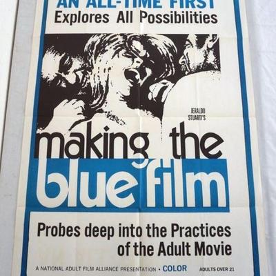 1052	VINTAGE MOVIE POSTER *MAKING THE BLUE FILM* 1971, JERALDO STUARTS, NATIONAL ADULT FILM ALLIANCE, APPROXIMATELY 27 IN X 41 IN
