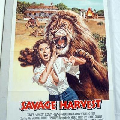1043	VINTAGE MOVIE POSTER *SAVAGE HARVEST* 1983, TOM SKERRITT, UNITED ARTISTS, APPROXIMATELY 27 IN X 41 IN
