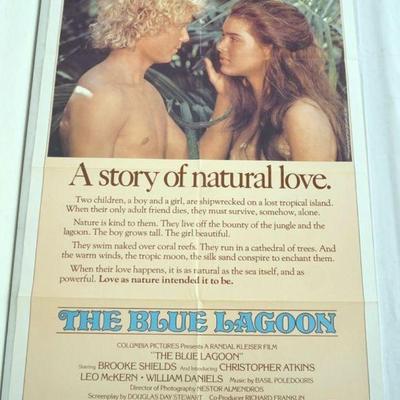 1027	VINTAGE MOVIE POSTER *THE BLUE LAGOON* BROOKE SHIELDS, 1980, COLUMBIA PICTURES, APPROXIMATELY 27 IN X 41 IN
