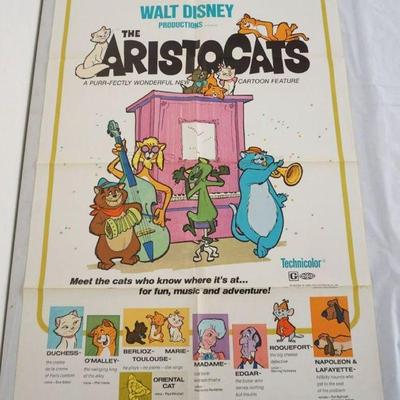 1124	VINTAGE MOVIE POSTER *THE ARISTOCATS* WALT DISNEY, 1970, APPROXIMATELY 27 IN X 41 IN

