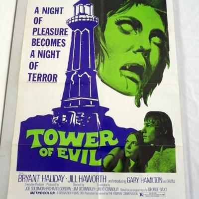 1068	VINTAGE MOVIE POSTER *TOWER OF EVIL* 1972, GRENABIER FILMS LTD, APPROXIMATELY 27 IN X 41 IN
