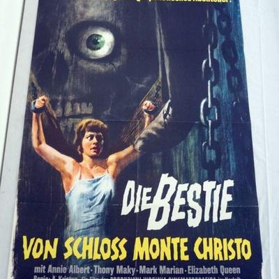 1083	VINTAGE MOVIE POSTER *DIE BEAST* APPROXIMATELY 23 1/2 IN X 33 IN
