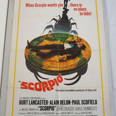 1095	VINTAGE MOVIE POSTER *SCORPIO* 1972, BURT LANCASTER, UNITED ARTISTS, APPROXIMATELY 27 IN X 41 IN
