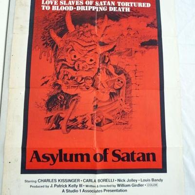 1039	VINTAGE MOVIE POSTER *ASYLUM OF SATAN* 1972, STUDIO PICTURES, APPROXIMATELY 30 IN X 40 IN

