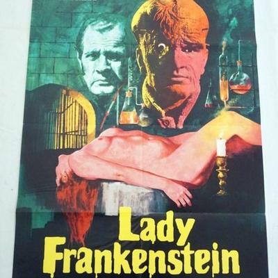 1011	VINTAGE MOVIE POSTER *LADY FRANKENSTEIN* JOSEPH COTTON, APPROXIMATELY 23 1/2 IN X 33 IN
