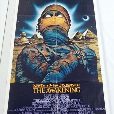 1005	VINTAGE MOVIE POSTER *THE AWAKENING* CHARLTON HESTON, ORION 1980, APPROXIMATELY 27 IN X 41 IN
