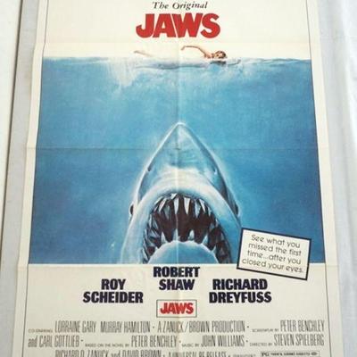 1022	VINTAGE MOVIE POSTER *JAWS* 1975, UNIVERSAL, APPROXIMATELY 27 IN X 41 IN
