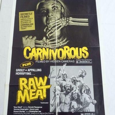 1004	VINTAGE MOVIE POSTER *CARNIVOROUS* A GORERAMA FOR THOSE WITH THIRST FOR BLOOD, 1979, UNITED PRODUCERS, APPROXIMATELY 27 IN X 41 IN
