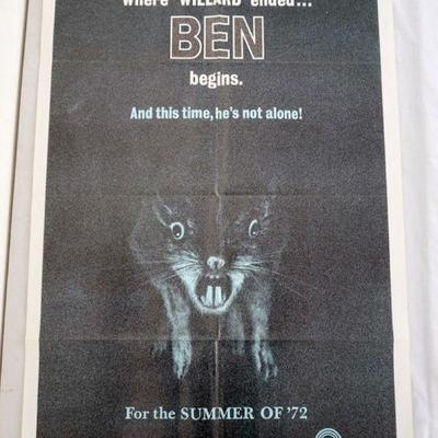 1071	VINTAGE MOVIE POSTER *BEN* FOR THE SUMMER OF 72, 1972, CINERAMMA RLEASING, APPROXIMATELY 27 IN X 41 IN
