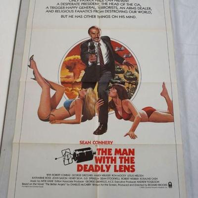 1117	VINTAGE MOVIE POSTER *THE MAN WITH THE DEADLY LENS* SEAN CONNERY, 1982, COLUMBIA PICTURES, APPROXIMATELY 27 IN X 41 IN

