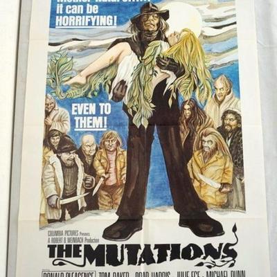 1037	VINTAGE MOVIE POSTER *THE MUTATIONS* 1974, DONALD PLEASENCE, COLUMBIA PICTURES, APPROXIMATELY 27 IN X 41 IN
