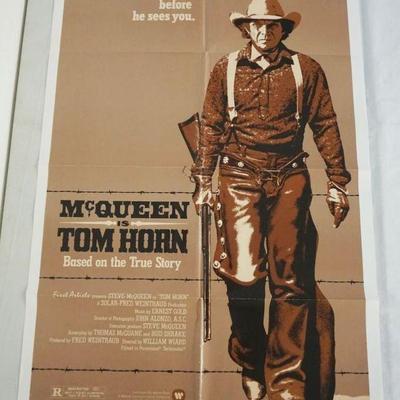 1141	VINTAGE MOVIE POSTER *TOM HORN* STEVE MCQUEEN, 1980, WARNER BROS, APPROXIMATELY 27 IN X 41 IN
