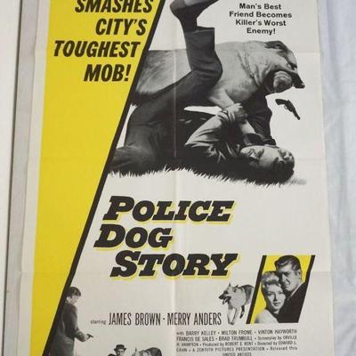 1143	VINTAGE MOVIE POSTER *POLICE DOG STORY* 1961, APPROXIMATELY 27 IN X 41 IN
