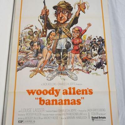 1111	VINTAGE MOVIE POSTER *BANANAS* WOODY ALLEN, 1971, UNITED ARTISTS, APPROXIMATELY 27 IN X 41 IN
