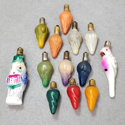 Ng049 mid century molded glass christmas bulbs mazda