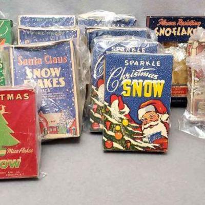 Ng081 vintage christmas snow and snowflakes