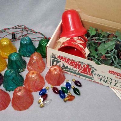 Ng019 vintage holly bell christmas lights garland