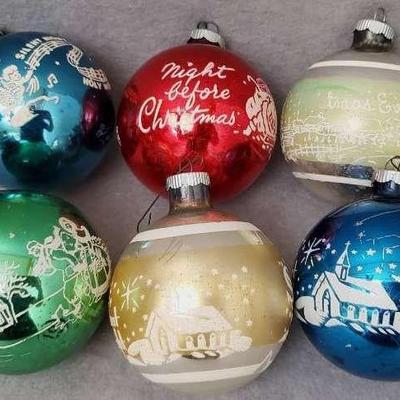 Ng077 vintage shiny brite glass ornaments