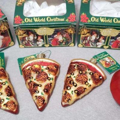 Ct400 merck old world christmas pizza slice and tomato ornaments