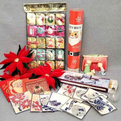 Ng059 vintage christmas matches seals, candles, decor