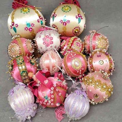 Ng044 12 hand crafted beaded ornaments