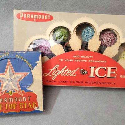 Ng027 vintage paramount ice lights and tree top star