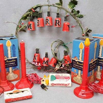 Ng127 mid century electric candles and light up bell wreath