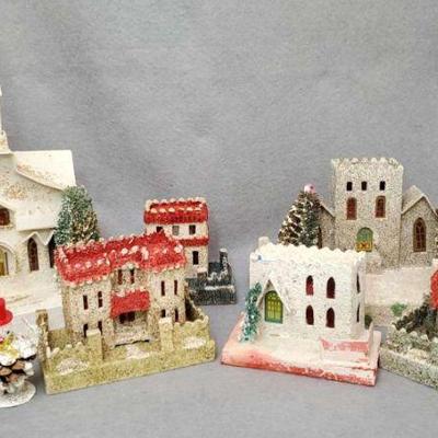 Ng031 light up cardboard craft putz village buildings