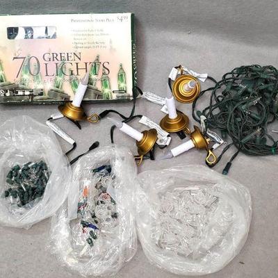 Ng141 green and clear mini lights extra bulbs and parts