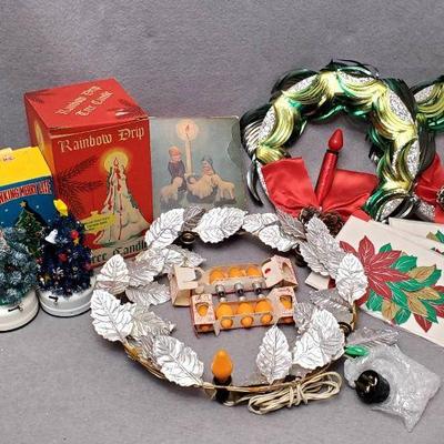 Ng082 vintage christmas candles lighted wreaths and novelties