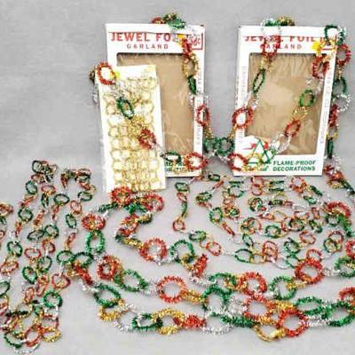 Ng058 vintage foil tinsel chain ring garland