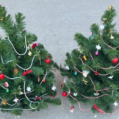 Pair Of Small Pre Decorated Faux Christmas Trees